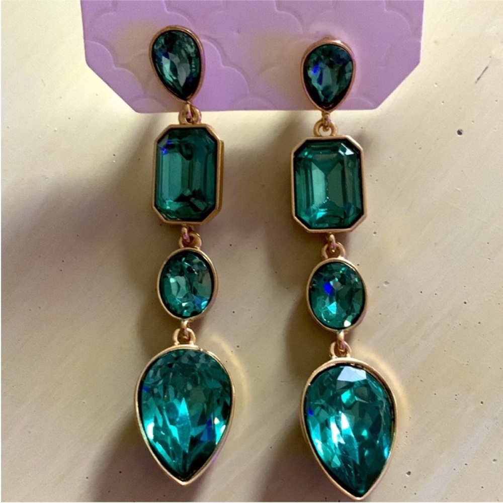 Alter’d State Long Emerald Green Statement Earrings